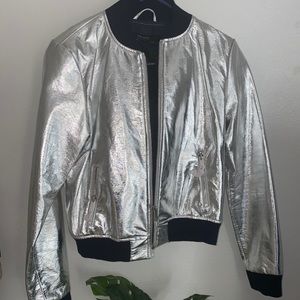 Zara silver metallic bomber jacket